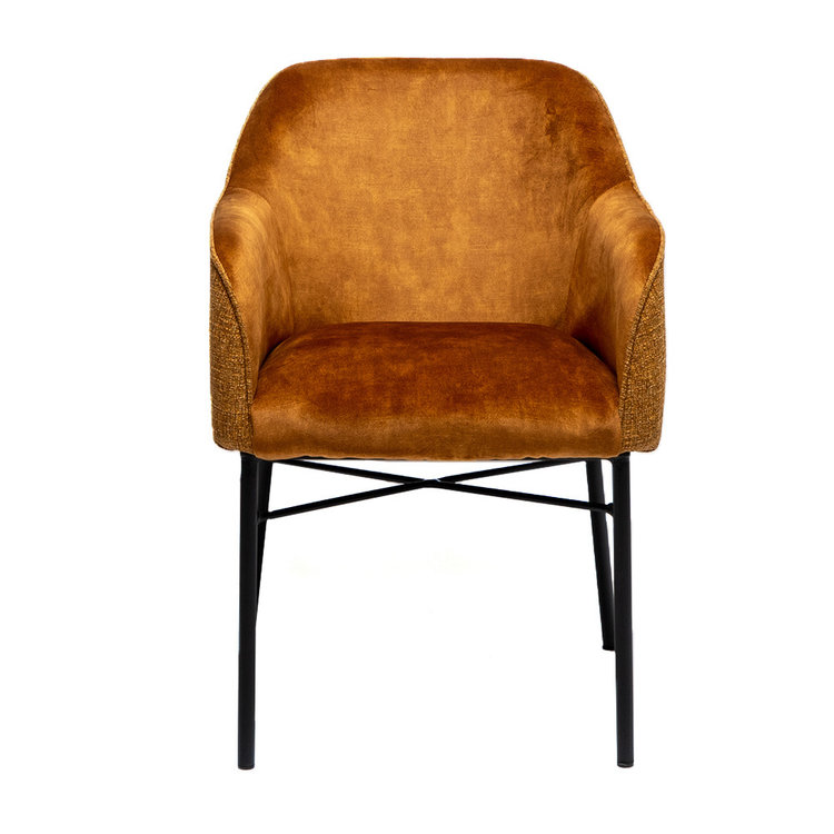 Chaise de salle à manger velours et tissu Chicago jaune