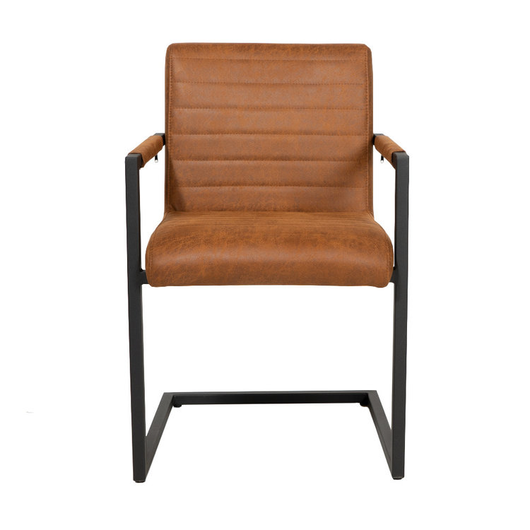 Chaise de salle à manger industrielle Block éco-cuir cognac