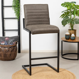 Tabouret de bar industriel Block eco-cuir anthracite 79 cm