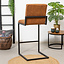 Tabouret de bar industriel Block eco-cuir cognac 79 cm