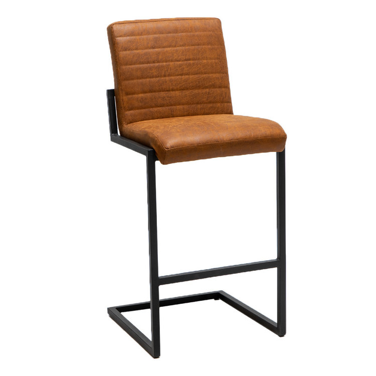 Tabouret de bar industriel Block eco-cuir cognac 79 cm