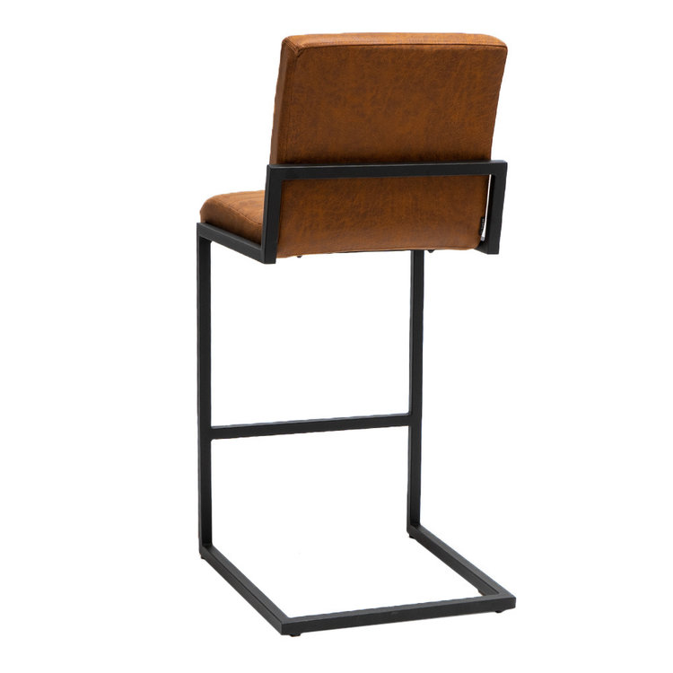 Tabouret de bar industriel Block eco-cuir cognac 79 cm