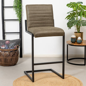 Tabouret de bar industriel Block eco-cuir vert 79 cm