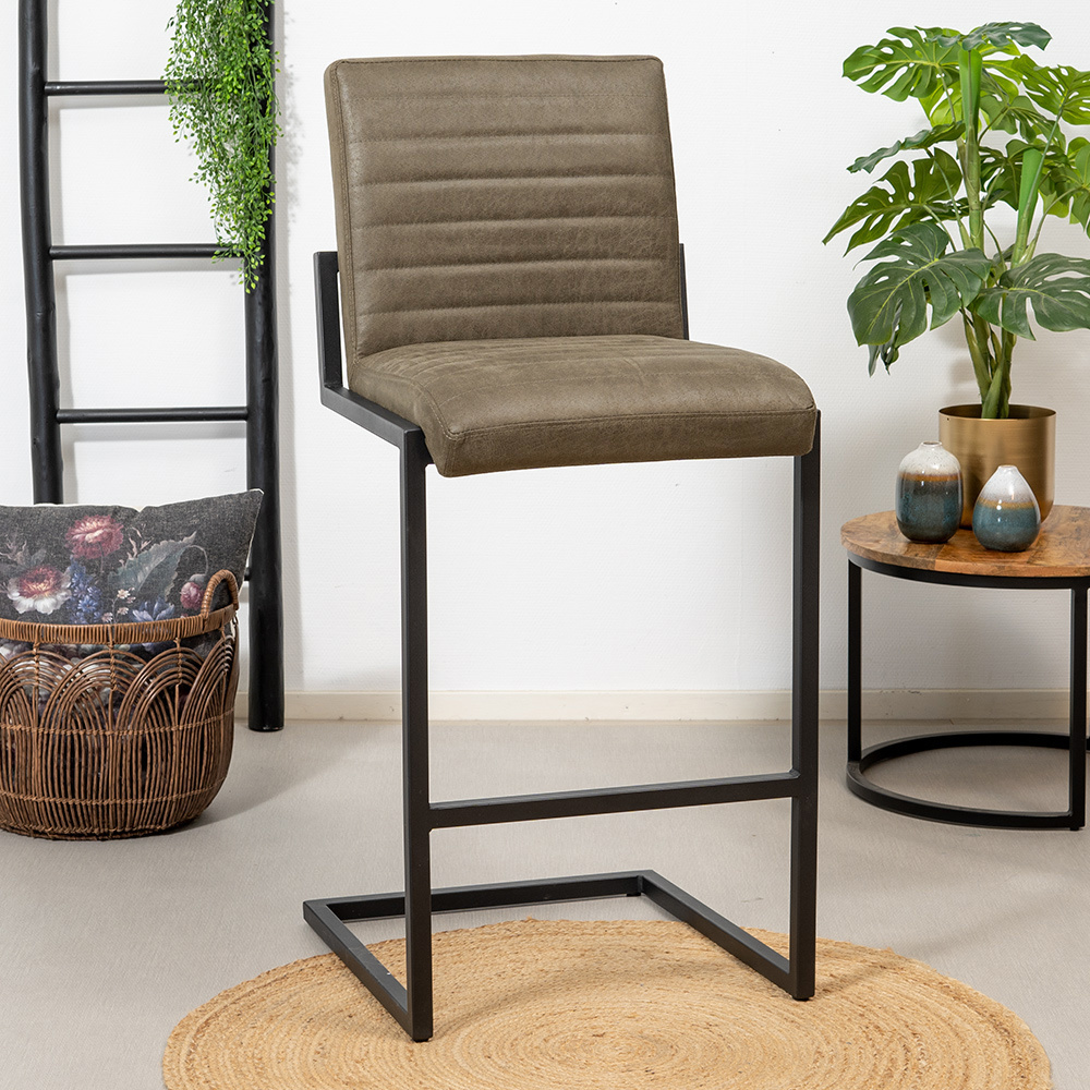 Tabouret de bar industriel Block eco-cuir vert 79 cm