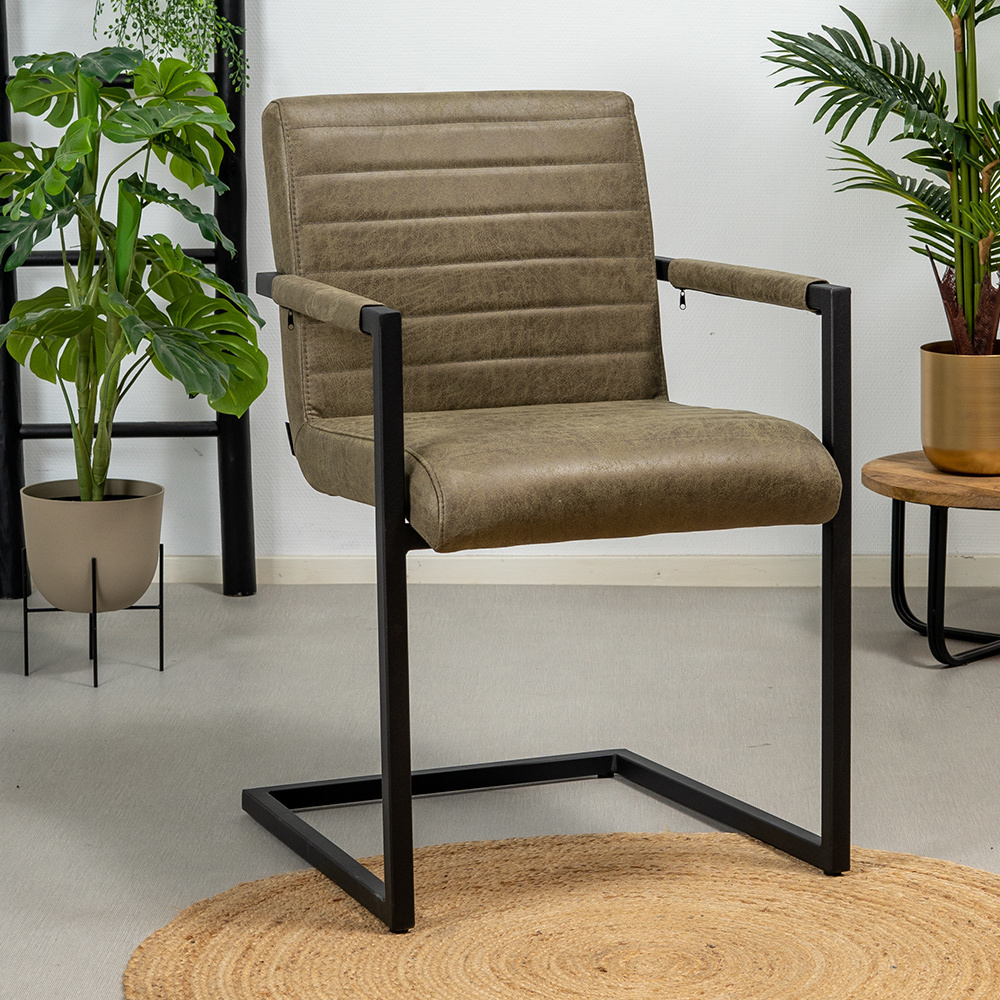 Chaise de salle à manger industrielle Block éco-cuir vert
