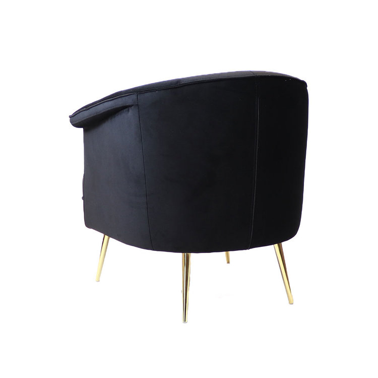 Fauteuil velours Amy noir