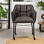 Chaise de salle à manger à roulettes Royce éco-cuir anthracite