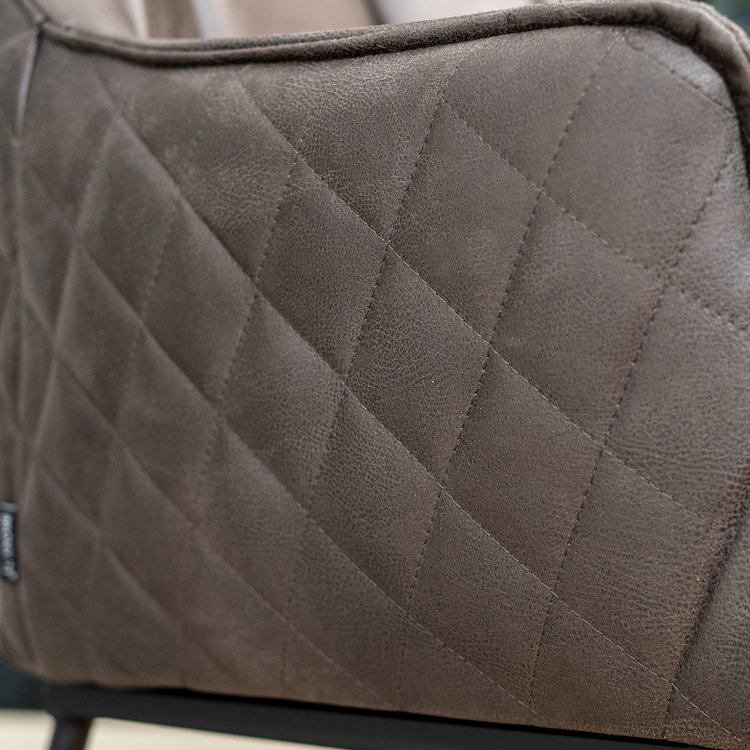 Chaise de salle à manger à roulettes Royce éco-cuir anthracite