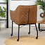Chaise de salle à manger à roulettes Royce éco-cuir cognac