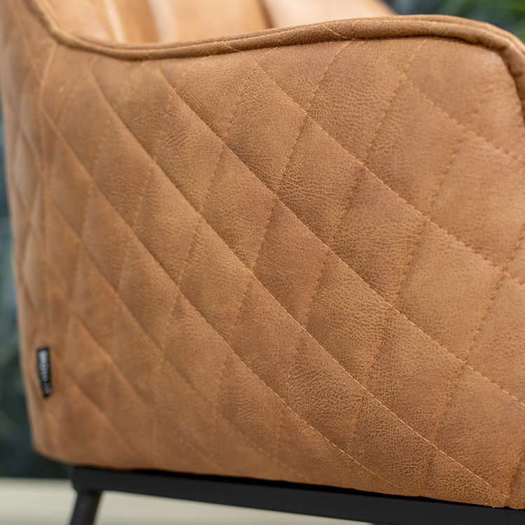 Chaise de salle à manger à roulettes Royce éco-cuir cognac