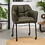 Chaise de salle à manger à roulettes Royce éco-cuir vert