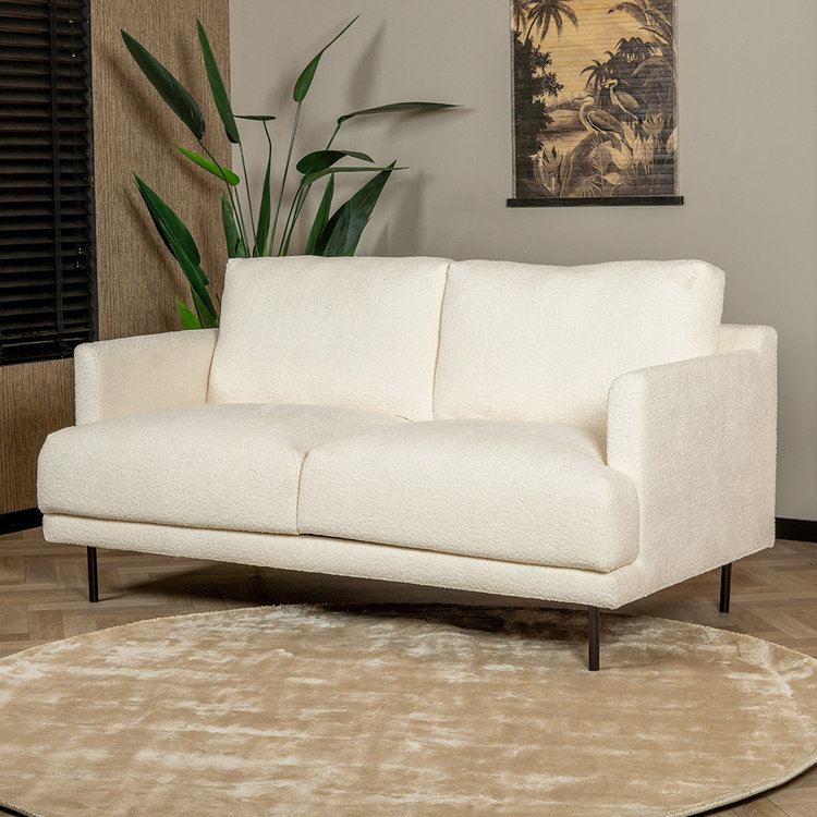 Canapé scandinave 2 places Denver bouclette blanc