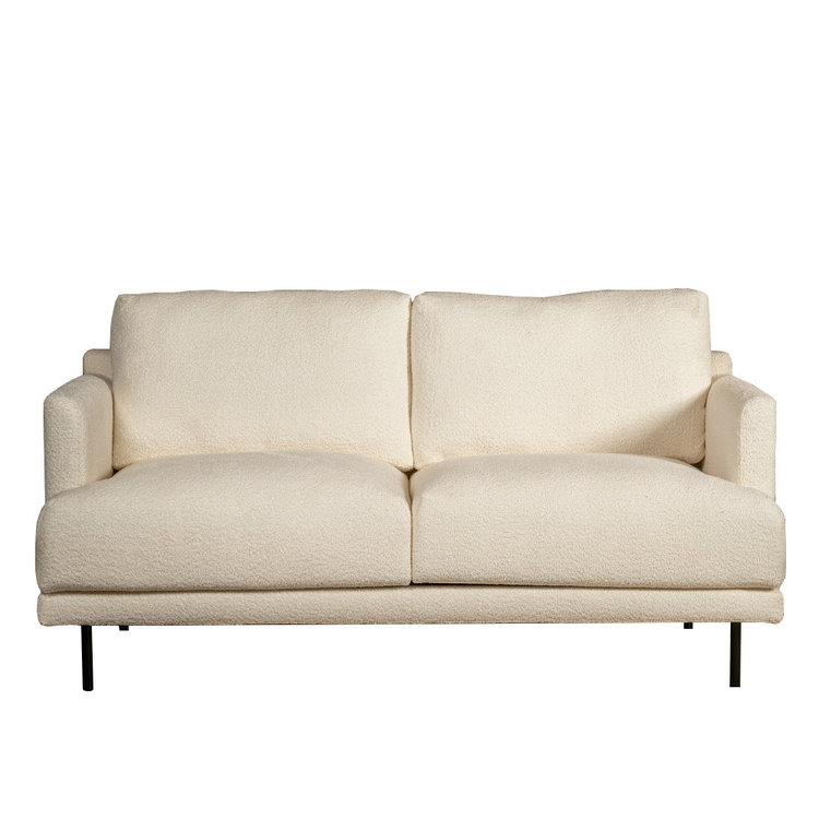 Canapé scandinave 2 places Denver bouclette blanc