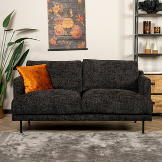 Canapé 2 places Denver tissu chenille noir