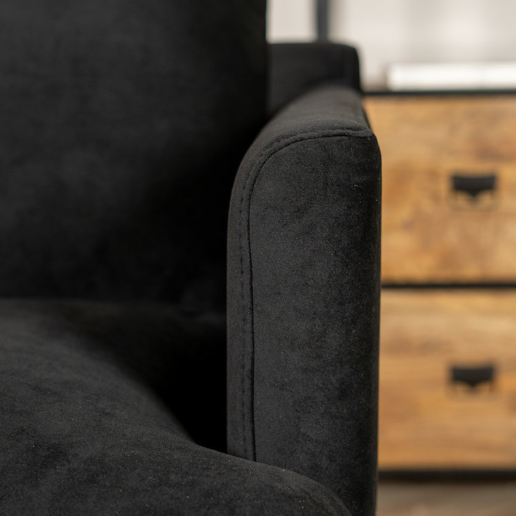 Canapé velours 2,5 places Denver noir