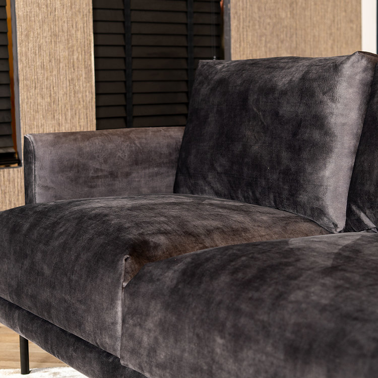 Canapé en velours 2,5 places Denver anthracite