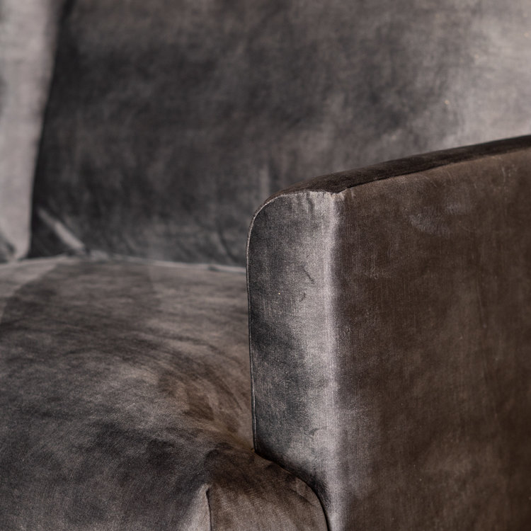 Canapé en velours 2,5 places Denver anthracite