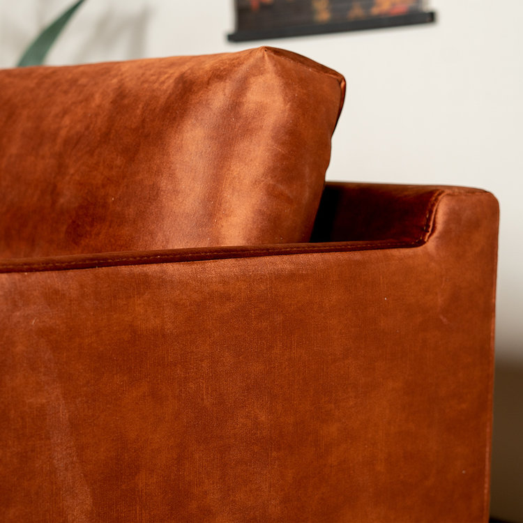 Canapé en velours Denver 2,5 places cuivre
