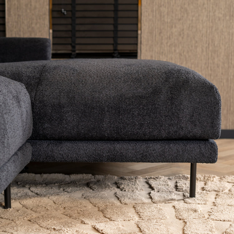 Canapé d'angle droit scandinave Denver bouclette noir