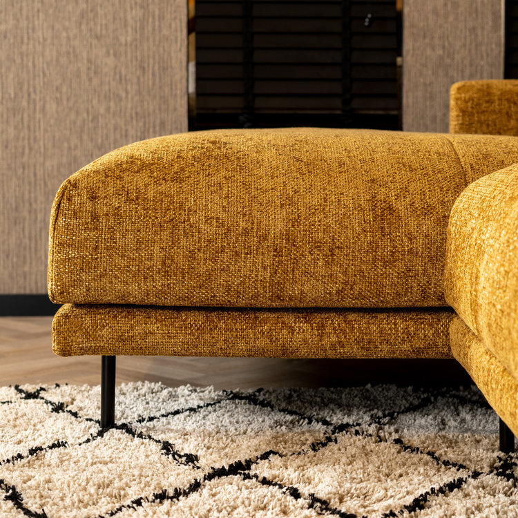 Canapé d'angle gauche Denver tissu chenille ocre jaune