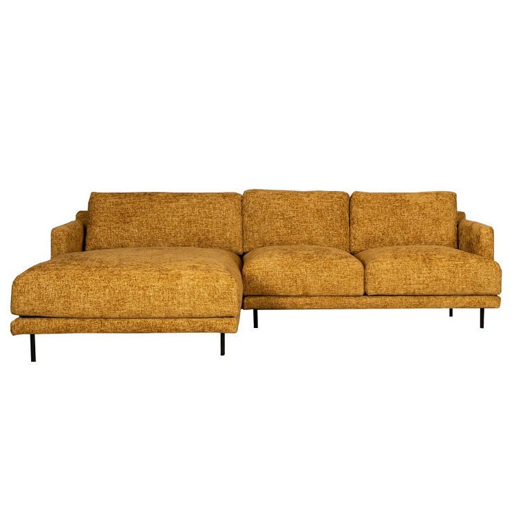 Canapé d'angle gauche Denver tissu chenille ocre jaune