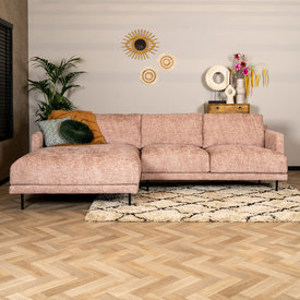 Canapé d'angle gauche Denver tissu chenille rose