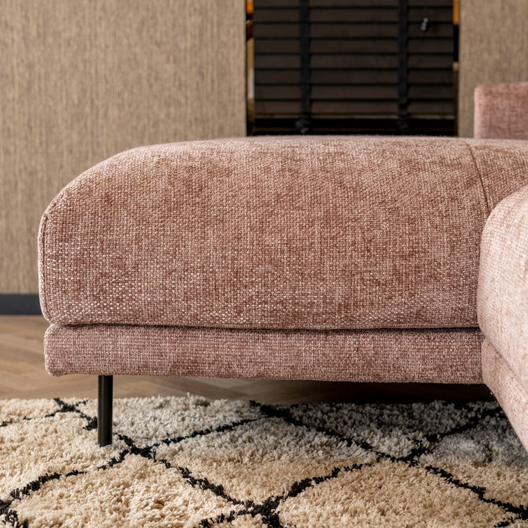 Canapé d'angle gauche Denver tissu chenille rose