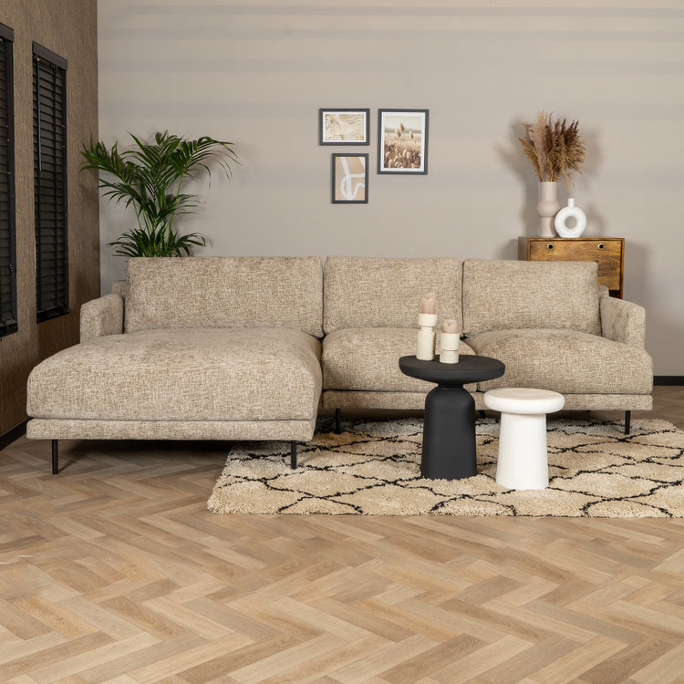 Canapé d'angle gauche Denver tissu chenille taupe