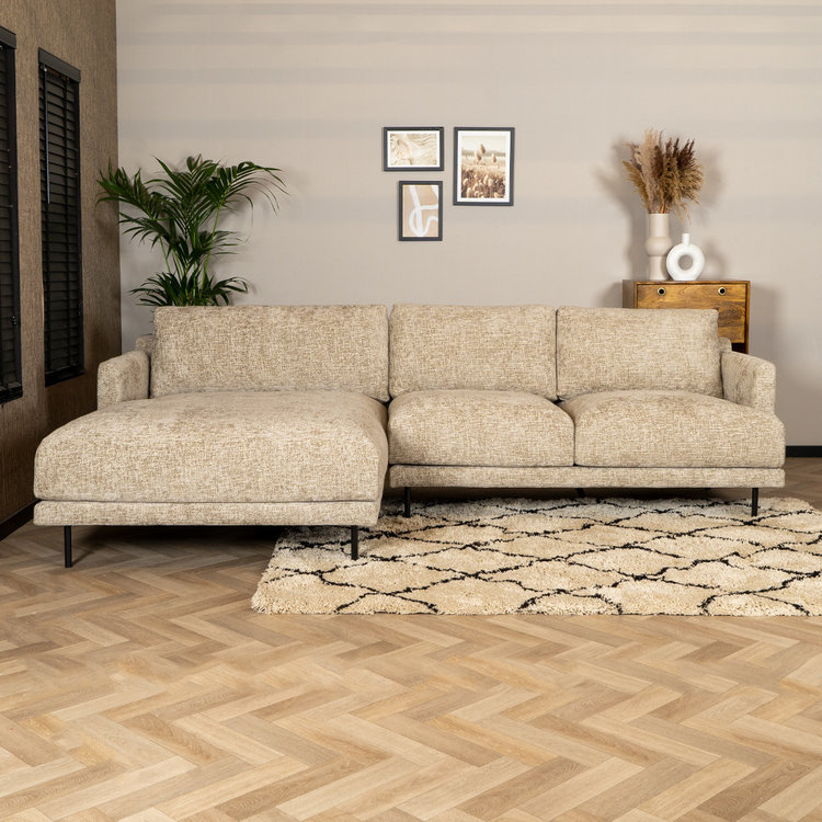 Canapé d'angle gauche Denver tissu chenille taupe