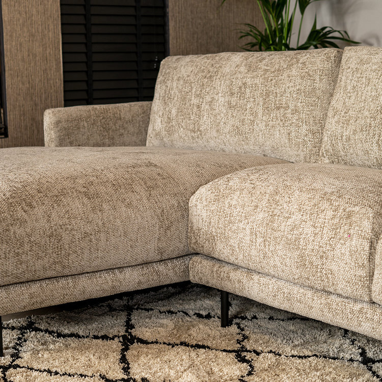 Canapé d'angle gauche Denver tissu chenille taupe