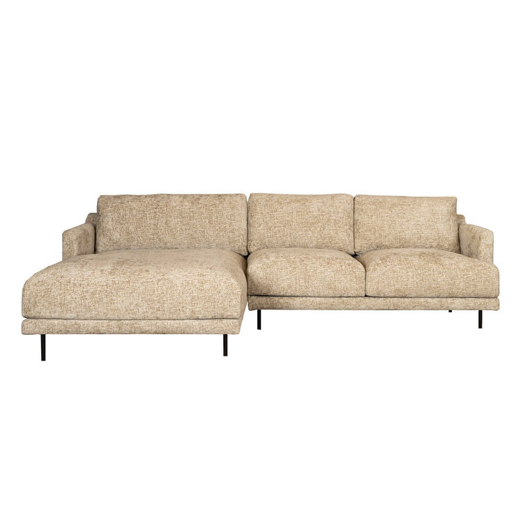 Canapé d'angle gauche Denver tissu chenille taupe