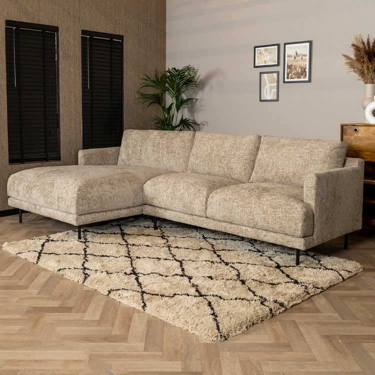 Canapé d'angle gauche Denver tissu chenille taupe