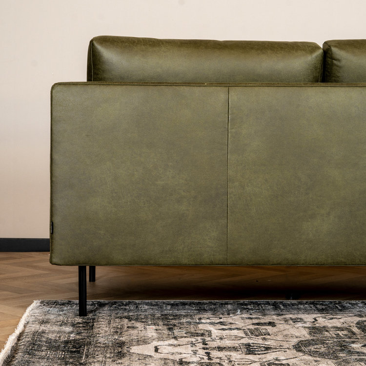 Canapé industriel d'angle gauche Denver vert olive éco-cuir