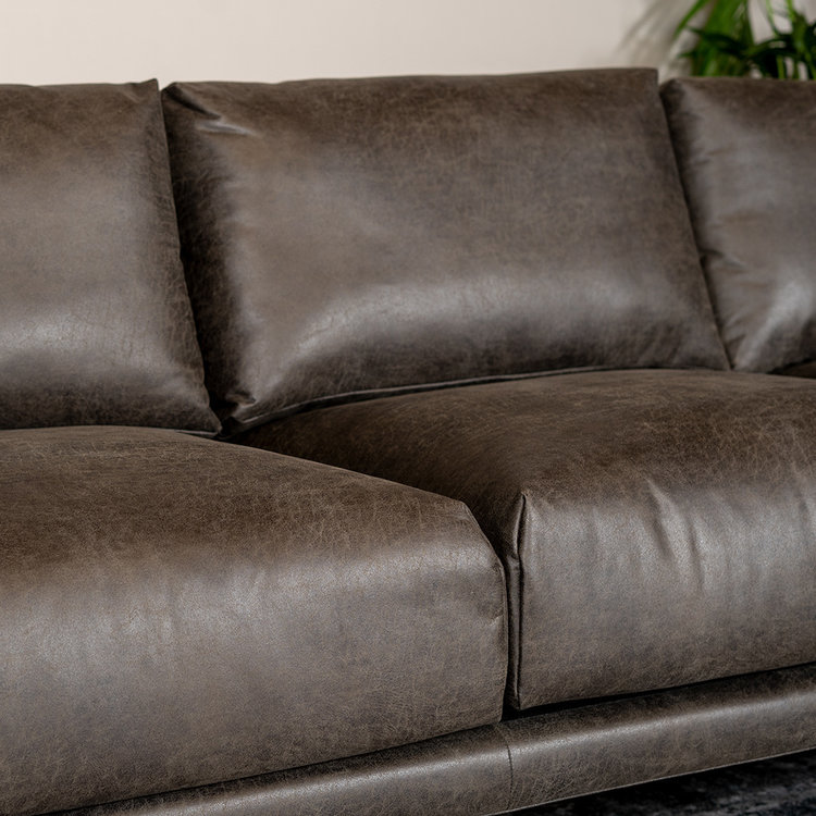 Canapé industriel d'angle droit Denver anthracite éco-cuir