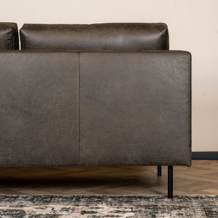 Canapé industriel d'angle droit Denver anthracite éco-cuir