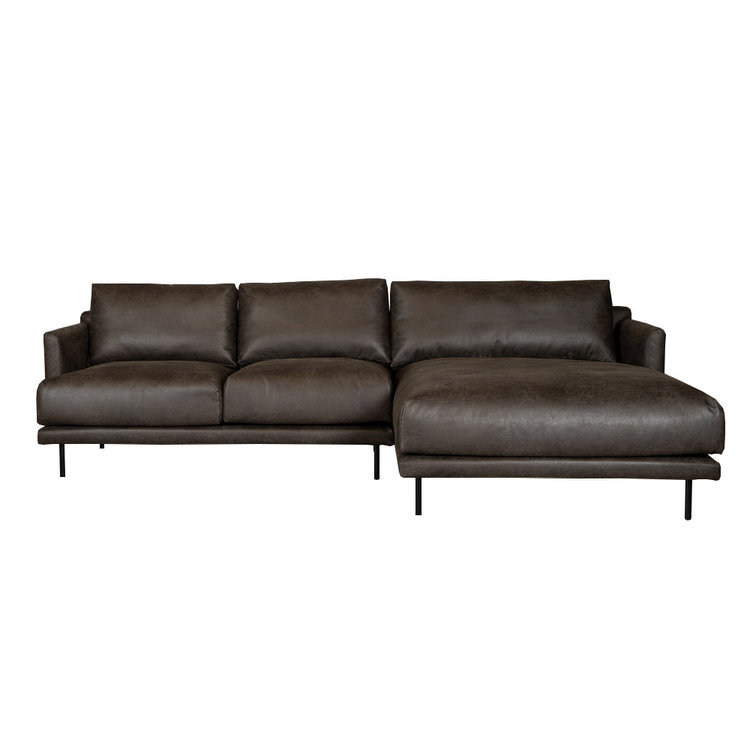 Canapé industriel d'angle droit Denver anthracite éco-cuir