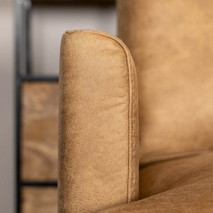 Canapé industriel d'angle droit Denver beige éco-cuir