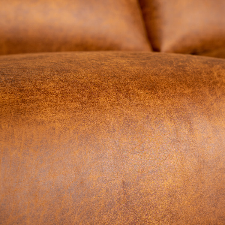 Canapé industriel d'angle droit Denver cognac éco-cuir