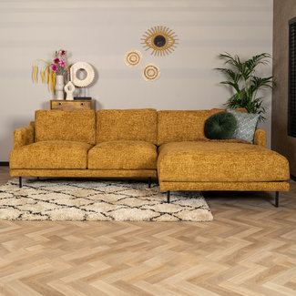 Canapé d'angle droit Denver tissu chenille ocre jaune