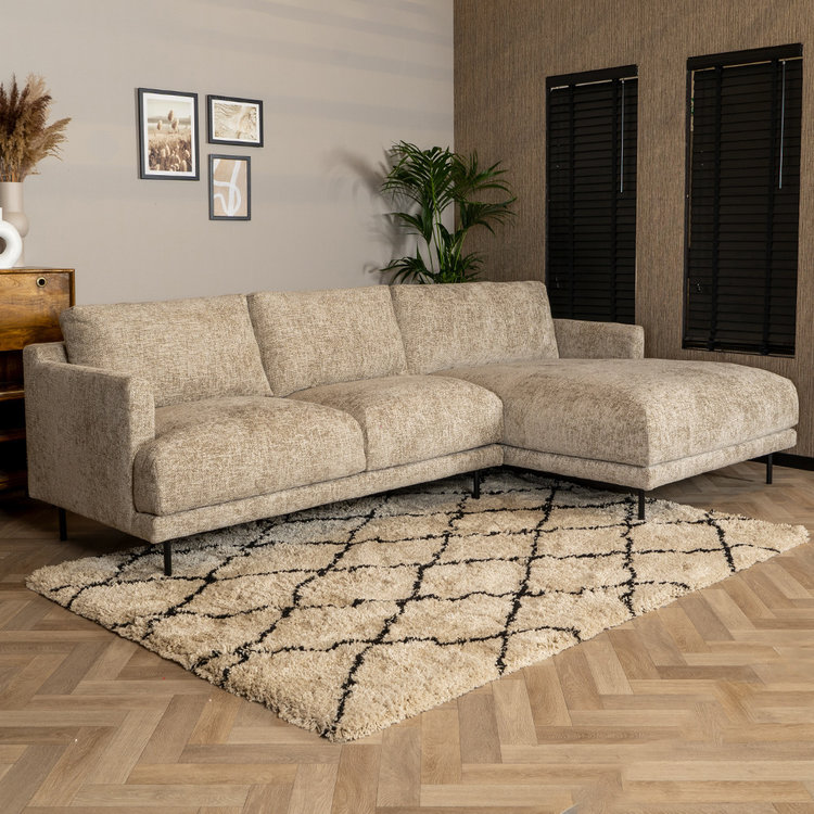 Canapé d'angle droit Denver tissu chenille taupe