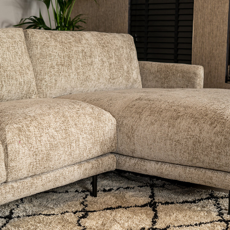 Canapé d'angle droit Denver tissu chenille taupe