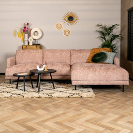 Canapé d'angle droit Denver tissu chenille rose