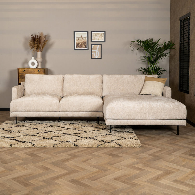 Canapé d'angle droit Denver chenille blanc