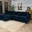 Canapé d'angle gauche en velours Denver bleu