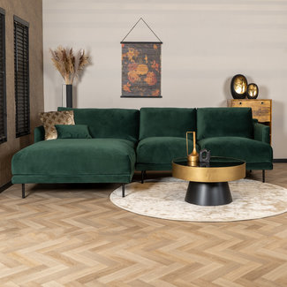 Canapé d'angle gauche en velours Denver vert