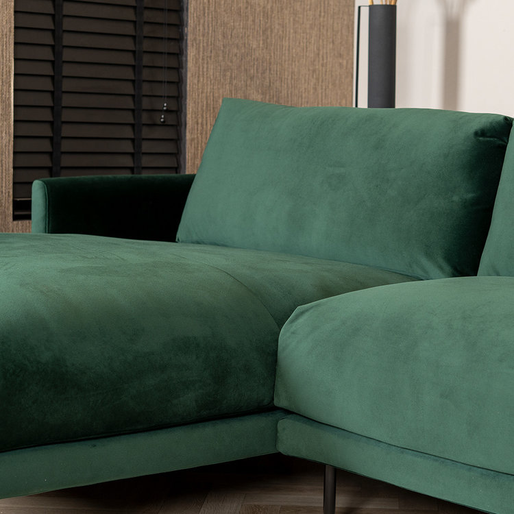 Canapé d'angle gauche en velours Denver vert