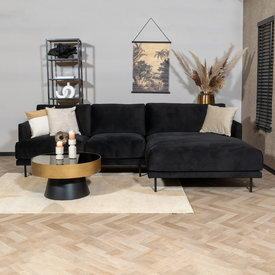 Canapé d'angle droit en velours Denver noir