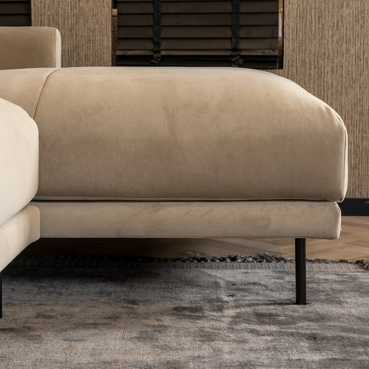 Canapé d'angle droit en velours Denver beige