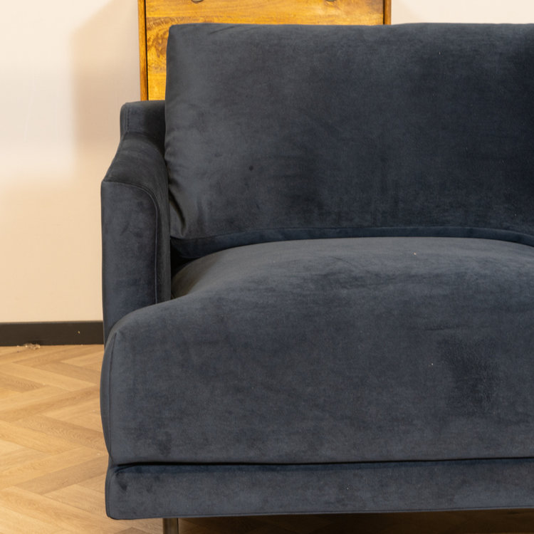 Canapé d'angle droit en velours Denver bleu