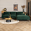 Canapé d'angle droit en velours Denver vert